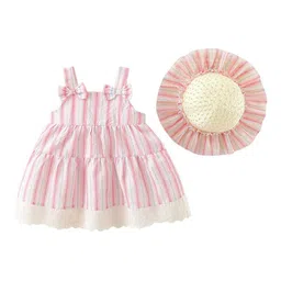 StyleCast x Revolte Girls Striped A-Line Dress With Cap-picture-1