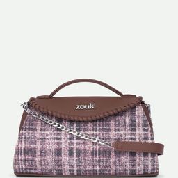 ZOUK Checked Printed Structured Jute Sling Bag with Cut Work-picture-33