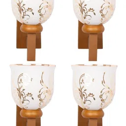 1ST TIME Gold-Toned & White Printed Wood Traditional Wall Lamp-picture-41