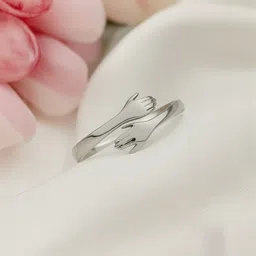 Vembley Silver-Plated Adjustable Cuddle Hug Finger Ring image 4