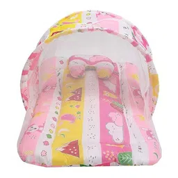 Fareto Kids Pink & Yellow Printed Pure Cotton Foldable Baby Bed Set-picture-17