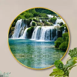 Myntra Elegant Homes Green Waterfalls Wall Hallway Portrait Painting Wall Art 20" x 20" image 2
