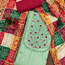 SAINOOR Floral Embroidered Cotton Unstitched Dress Material-picture-13