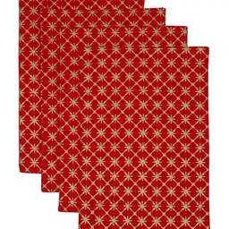 ratan cart TARAN LIVING Red & Beige 4 Pieces Printed Rectangle Cotton Table Placemats image 4