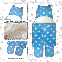 pandaoriginals Printed Single Hooded Baby Blanket for AC Room image 2