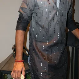 Snowdrip Men Embroidered Flared Sleeves Thread Work Kurta image 3