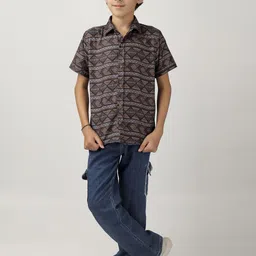 BEARSOUL Boys Abstract Printed Spread Collar Cotton Casual Shirt-picture-14