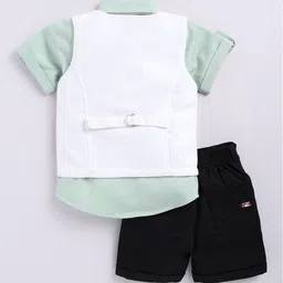 LITTLE COLLARS Boys Shirt Collar Short Sleeves Shirt With Shorts With Waistcoat image 4