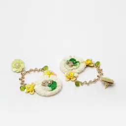 StyleCast Gold-Plated Artificial Beaded Floral Shaped Drop Earrings image 4