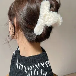 badodiya's Women Set of 5 Plush Barrettes Fur Grip Claw Clip Hair Accessory image 3