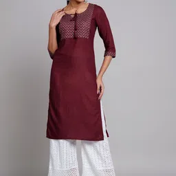 SZN Ethnic Motifs Embroidered Thread Work Straight Kurta With Palazzos-picture-28