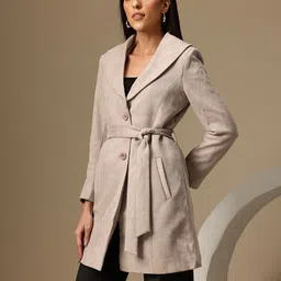 Chemistry Single-Breasted Belted Suede Overcoat image 3