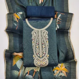 TAVAS Embroidered Sequinned Unstitched Dress Material image 2