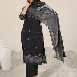 Libas Abstract Printed Keyhole Neck Straight Kurta With Trouser & Dupatta-picture-35