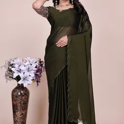 K 5 Fashion Embroidered Pure Chiffon Maheshwari Saree-image-96