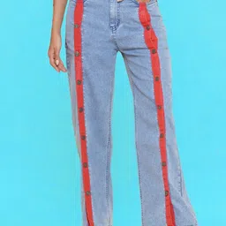 KATLINE Women Smart Straight Fit High-Rise Light Fade Stretchable Jeans-image-88