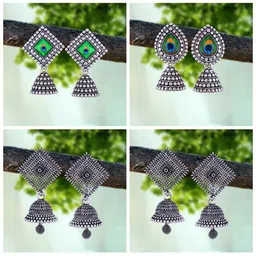 Sangria Silver-Plated Alloy Jhumkas image 5