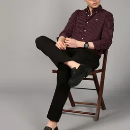 British Club Men Comfort Slim Fit Vertical Striped Button-Down Collar Casual Shirt image 4