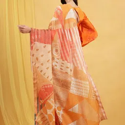 navyasa by liva Liva Slub Chanderi Abstract Printed Saree With Blouse Piece image 5