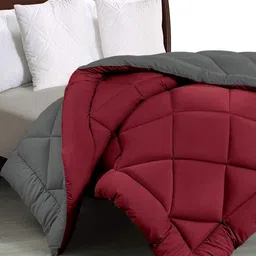 Comfowell Grey & Maroon Checked Heavy Winter 210 GSM Double Bed Comforter image 4