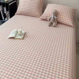 JC HOME Pink & White Striped Pure Cotton 220 TC Single Bedsheet Set 1.6 m x 2.30 m image 2