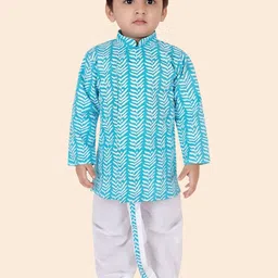 Little Desi Boys Ethnic Motifs Printed Regular Pure Cotton Kurta with Dhoti Pants-picture-50