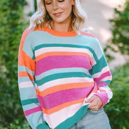 StyleCast Women Striped Round Neck Pullover Sweaters-picture-19
