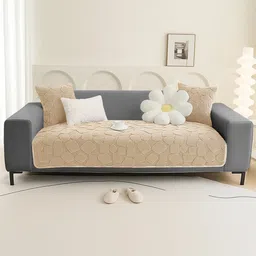 DREAM CARE Beige & Beige 1 Piece Sofa Cover-picture-29