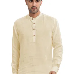 APEKTRA Mandarin Collar Roll-Up Sleeves Straight Short Kurta-picture-16