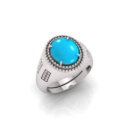 todani jems 10.25 Ratti Turquoise Stone Original Certified Firoja Gemstone Silver Plated | Adjustable Ring-picture-38