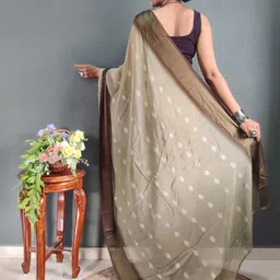 HERE&NOW Woven Design Zari Satin Ready to Wear Jamdani Saree image 2