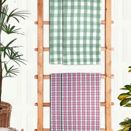 Aura Pink & White 4 Printed Cotton 210 GSM Bath Towel-image-19