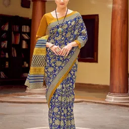 Stylum Floral Printed Sequinned Bhagalpuri Saree-image-73
