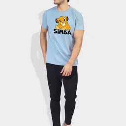 Greylongg Men Simba Graphic Printed Round Neck Cotton T-shirt image 5