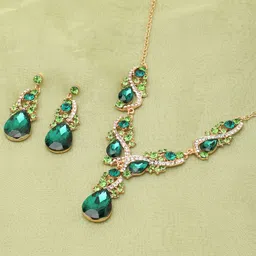 SOHI Women Green Gold-Plated Stone-Studded Jewellery Set-picture-32