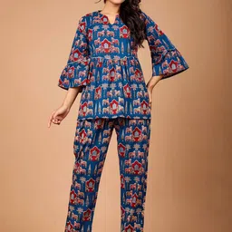 NAMA'S Ethnic Printed Cotton Tunic With Palazzo Co-Ords-picture-39