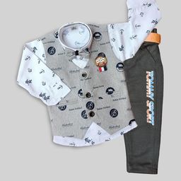Qutie Ninja Boys Printed Shirt with Trousers-picture-40
