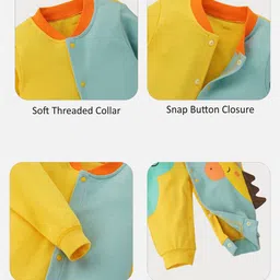 Little Surprise Box LLP Infants Giraffe & Dino Colorblock Full Sleeves Jumpsuit Rompers image 5