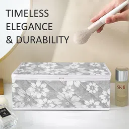 Kuber Industries Pack Of 2 Grey Waterproof Flower Makeup Pouch image 3