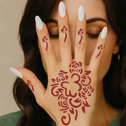 VOORKOMS Set Of 2 Mehndi Stencil Sticker Designs With Detailed Floral & Leaf image 4