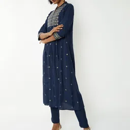 Max Women Embroidered A-line Kurta Set image 3