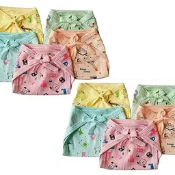 TEDDYIFY Cotton Cloth Muslin Double Layered Nappy, Baby Langot U shape Cartoon Print, Ultra soft Washable and Reusable baby nappy/Langot unisex (Hosiery Cotton (Printed) (Pack of 12)) image 1