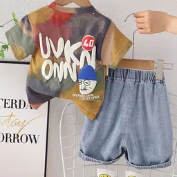 INCLUD Boys Dyed Short Sleeves T-shirt With Shorts image 3