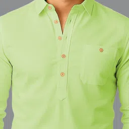 Navkanj Shirt Collar Roll-Up Sleeves Straight Short Kurta image 4