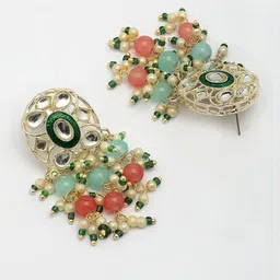 Sukkhi Gold-Plated Kundan Studded & Beaded Choker Jewellery Set image 2