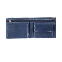 PERF Men Navy BlueGenuine Leather Multi-Compartment Classic Solid Design Wallet image 5