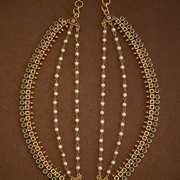 Kushal's Fashion Jewellery Gold-Plated Stone-Studded Matil-picture-17