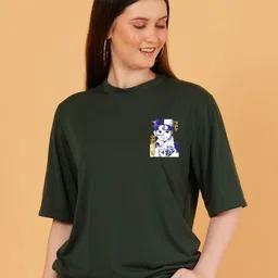 Parona Women Uzumaki Naruto Graphic Printed Round Neck Cotton Oversized T-shirt-image-58