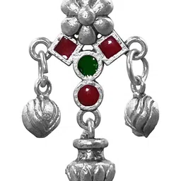 NAMAN ARTS Silver Plated Floral Drop Earrings image 3