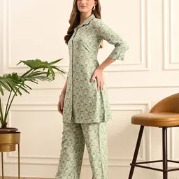 Mintmarie Printed Shirt Collar Shirt With Trousers Co-Ords Set image 4